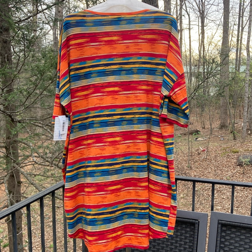 NWT LuLaRoe Colorful red, orange, blue, Striped Women's Irma Top sz XL - Picture 5 of 7